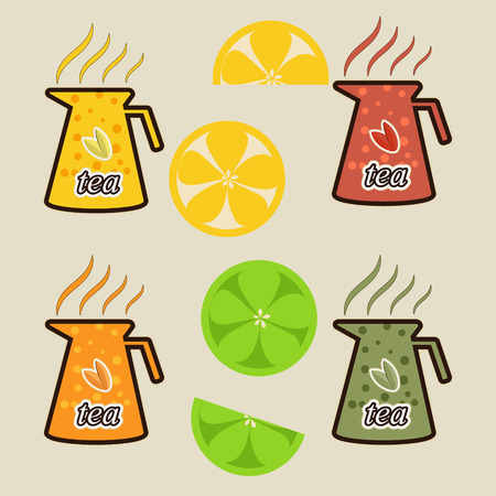 Set fruit tea with lemon and backgroundのイラスト素材
