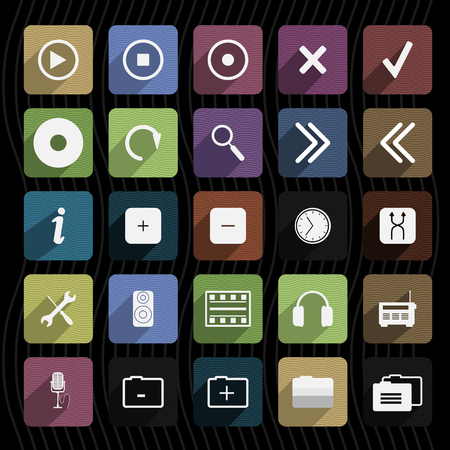 25 icon flat music for phone and computer with textureのイラスト素材