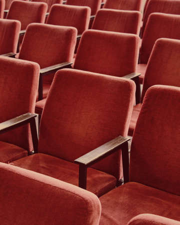 red chairs in a concert hallの写真素材