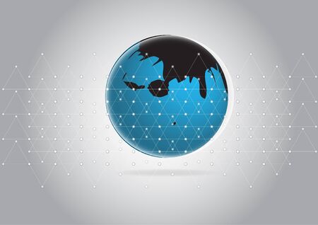The blue world with black ink stains on the technology networkのイラスト素材