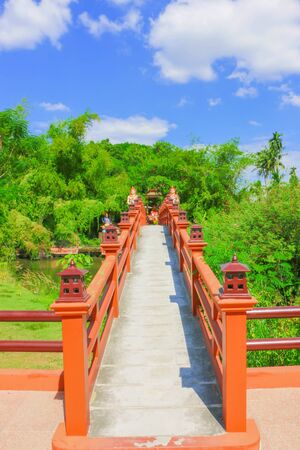 A strong cement bridge in a tourist parkの写真素材