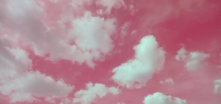 Pink sky and beautiful white clouds