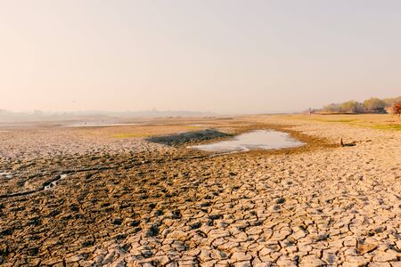 Dry soil due to water reduces natural disasters Global Warmingの写真素材