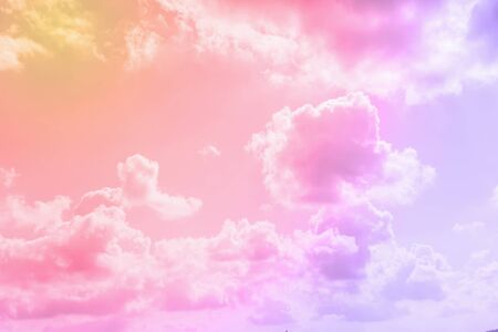 Beautiful sky and rainbow clouds, unicorns