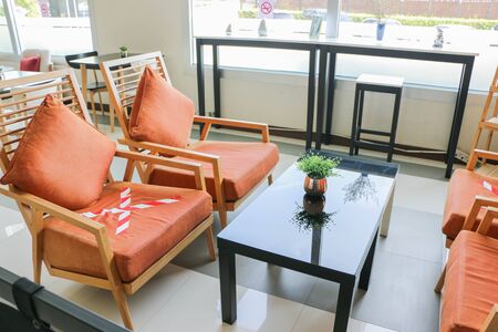 Social distancing rules in practice alternate seating in restaurant