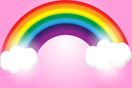 Rainbow cloud and pink skyのイラスト素材