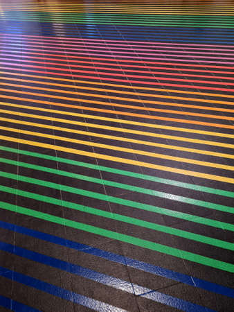 The pattern on the road in a variety of bright colors.の写真素材