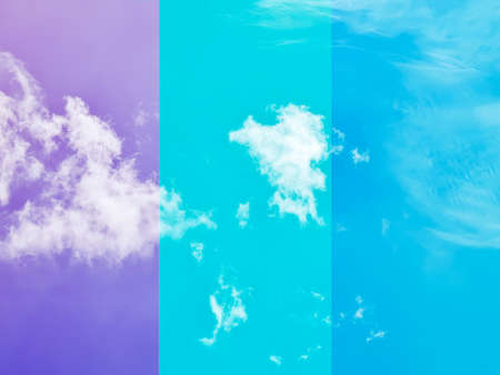 The division of spaces in the gradation of the three colors of the sky.の写真素材