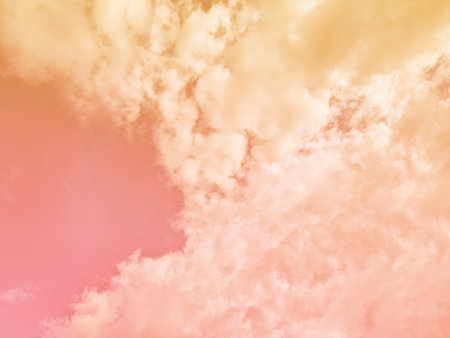 bright sky Pink-orange tones and large cloudsの写真素材