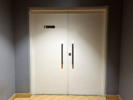 White shaft chamber door with stainless steel long handle