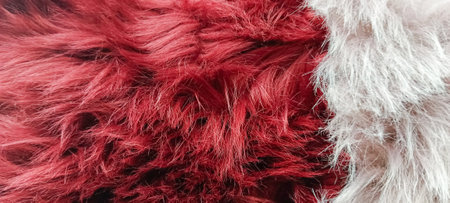 Close-up of furry carpet colored fur for texture or backgroundの写真素材