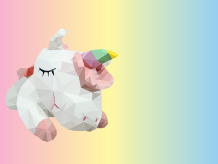 Unicorn low poly design vector illustration isolated on pastel background