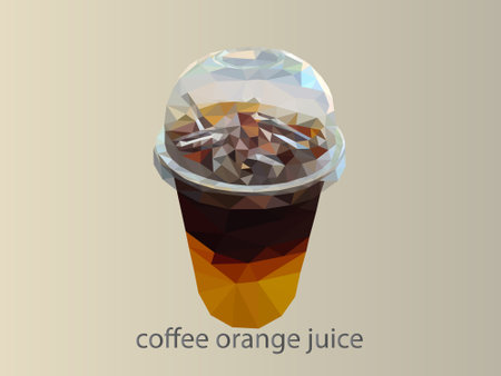 Polygon Iced coffee mixed with orange juice, two tones layer.のイラスト素材