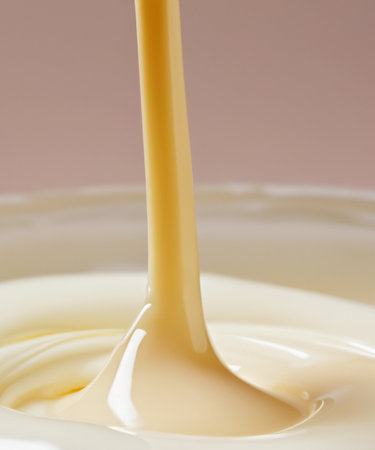 Dripping cream, liquid, ice cream. Flowing glaze, white chocolate, generative AIの素材