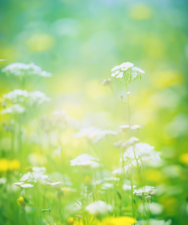 beautiful, sun-drenched spring summer meadow. A frame with soft selective focus.の素材