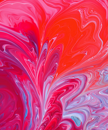 Beautiful abstraction of liquid paints in slow blending flow mixing together gentlyの素材