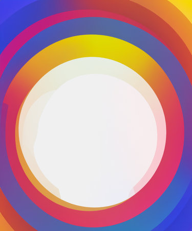 abstract circles lines in round frame colorful rainbow with empty space for textの素材