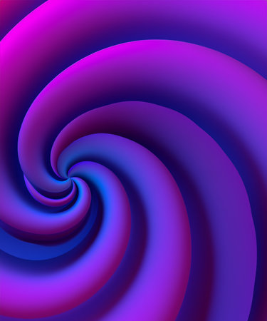 abstract art 3d background with part of surreal organic alien flower in curve round wavy organic biological spherical lines forms with in neon glowing purple and blue gradient colorの素材