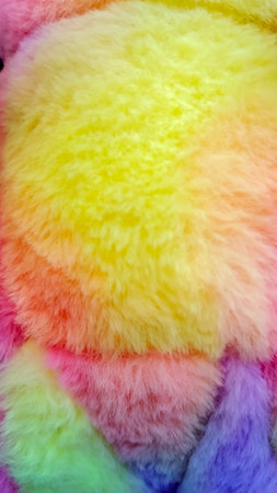 Multicolored fur texture. Faux fur for sewingの写真素材