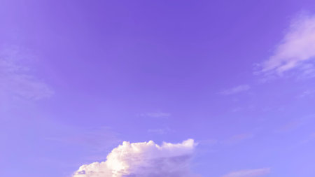 Beautiful sky with purple and blue color. Morning sun through the azure sky