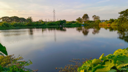 The reflection of water in the river, the river has blueの写真素材