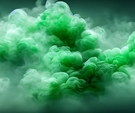 Abstract green smoke texture. Steam, cloud realistic texture, generative AIの素材