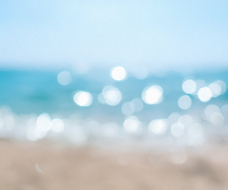Blur image of abstract beautiful sea in summer background and bokeh lightの素材