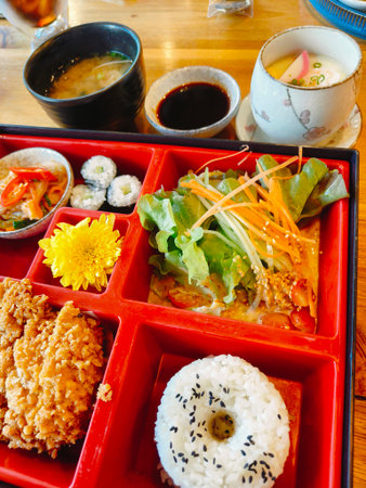 fried pork bento set - japanese food styleの写真素材