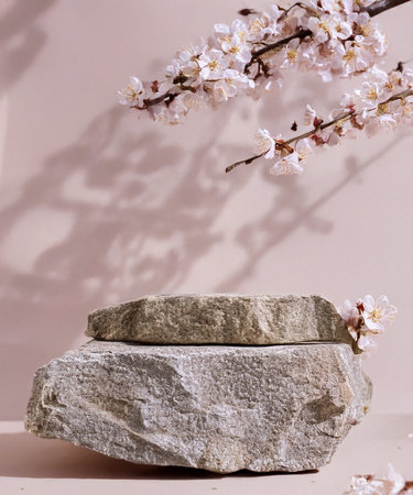 In a serene glade, a circular stone platform is adorned with vibrant pink blossoms, creating a dreamlike scene reminiscent of a magical gathering place, inviting nature to weave its enchanting tales.の素材
