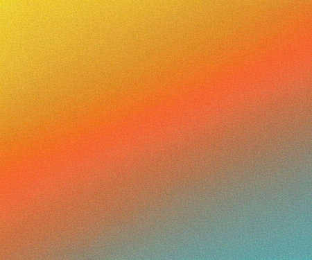Yellow orange gold coral peach pink brown teal blue abstract background for design. Color gradient, ombre. Matte, shimmer. Grain, rough, noise. Colorful.の素材