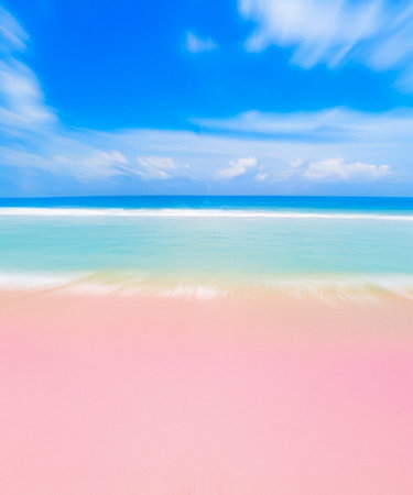 Motion blur of Panoramic abstract pink tropical beach background.の素材