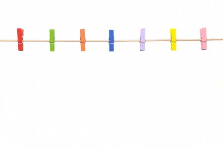 close up paper clip isolate on signal lineの写真素材