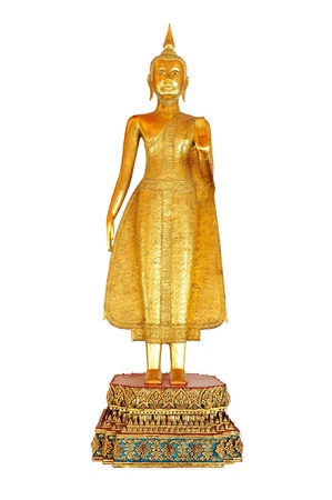 Golden Buddha image in wat pho, isolatedの写真素材