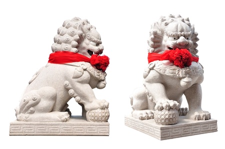 China lion statue in temple china, in thailandの写真素材