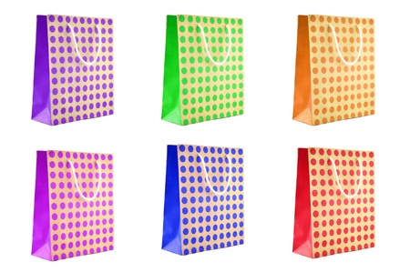 paper bag Mix color, isolatedの写真素材
