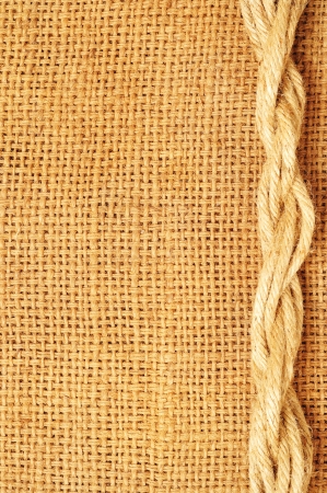 frame of ropes  on sackの写真素材