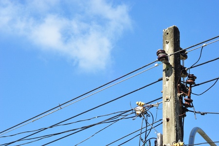 Light poles and wires の写真素材