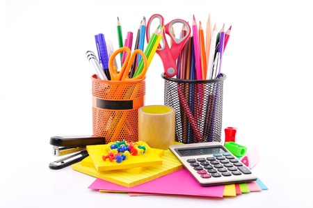 office tools on a white backgroundの写真素材