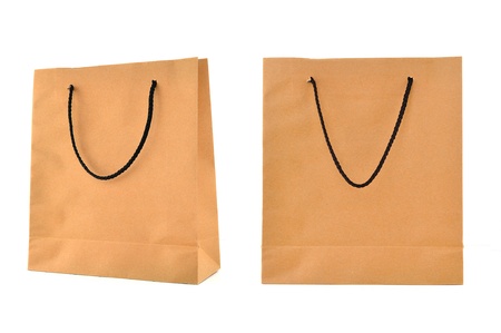 Paper bag isolated on white の写真素材