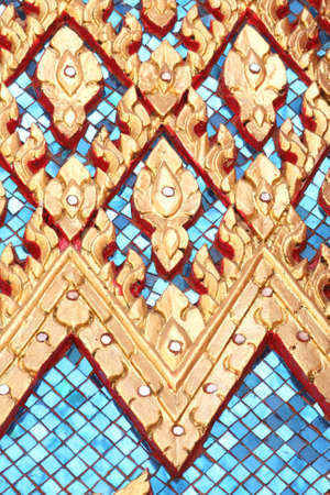 Thai Style Golden Texture with Blue Mirrorの写真素材