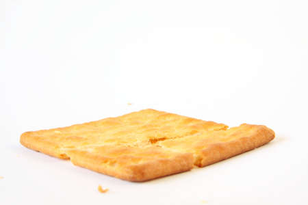 Break crispy crackers on white background. For relax's time.の写真素材