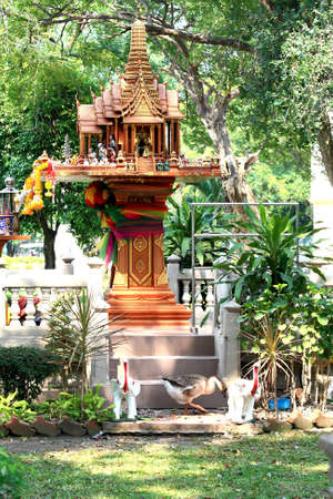 Thai style guardian spirit house in Thailand.の写真素材