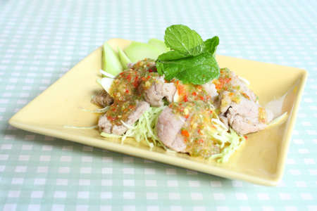 Thai style spicy food, Moo Ma Now.の写真素材