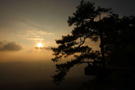 Sunset at Pa Rom Sak, Phu Gra Duang Nation Park, Loei, Thailand.の写真素材