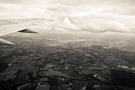 Flight from London to Bucharest, above Englandのeditorial素材