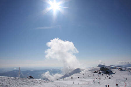 The sky seen from the top of a mountain in the winter periodのeditorial素材