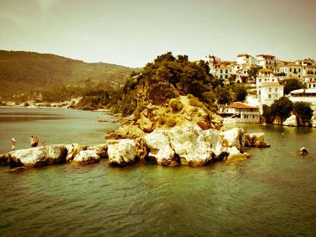 Landscape from Skiathos Islands taken from a boat in a summer in Greeceのeditorial素材