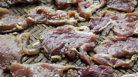 Pork meat marinated pepper for Raw foods stock photoの写真素材