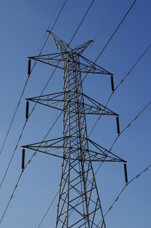 High-Voltage in blue sky の写真素材