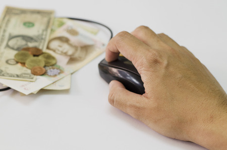 Financial invesment connect with Forex Currency on white backgroundの写真素材